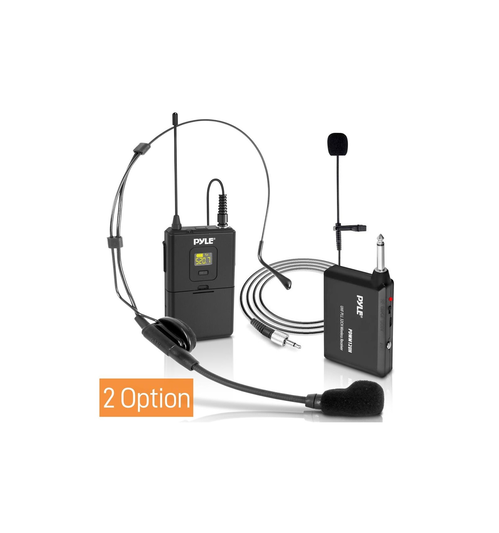 Pyle Kit de sistema de micrófono inalámbrico UHF - Juego de micrófono  inalámbrico profesional portátil con auriculares, Lavalier, transmisor de
