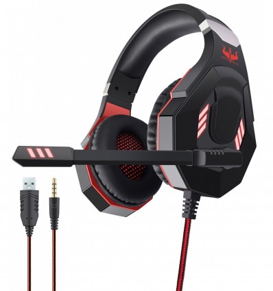 Karma GT 93R Auriculares de juegos USB con LED rojos