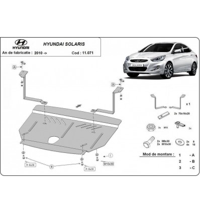 Cubre carter metalico Hyundai Solaris (Desde 2010 hasta 2018)