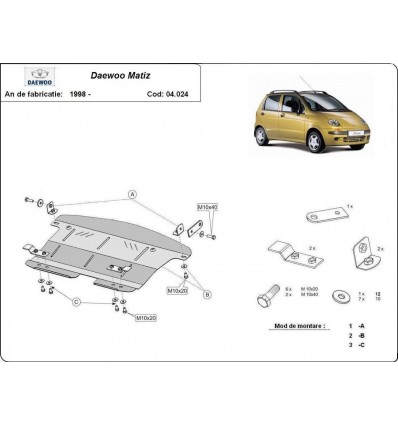 Cubre carter metalico Daewoo Matiz (Desde 1998 hasta 2004)