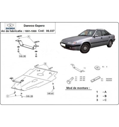 Cubre carter metalico Daewoo Espero (Desde 1991 hasta 1999)