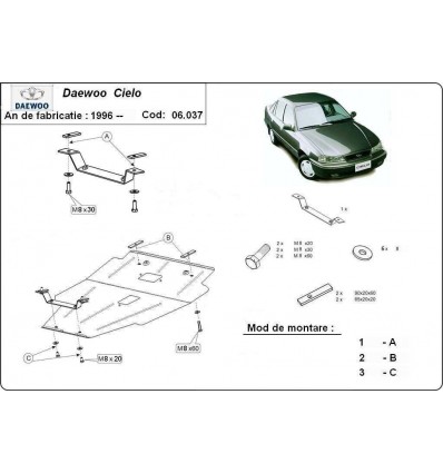 Cubre carter metalico Daewoo Cielo (Desde 1995 hasta 2008)