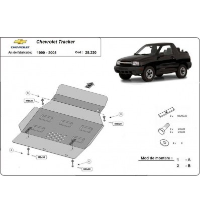 Cubre carter metalico Chevrolet Tracker (Desde 1999 hasta 2005)