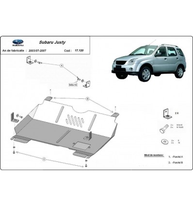 Cubre carter metalico Subaru Justy (Desde 2003 hasta 2007)