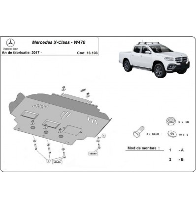 Cubre carter metalico Mercedes Clase X (Desde 2017 hasta 2022)