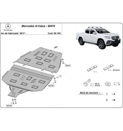 Protección del caja de cambios y protector de caja de transferencia Mercedes Clase X (Desde 2017 hasta 2022)