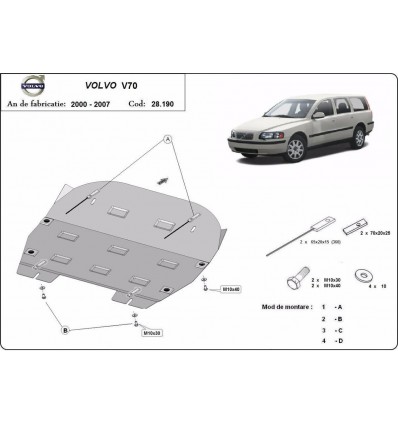 Cubre carter metalico Volvo V70 (Desde 2000 hasta 2007)