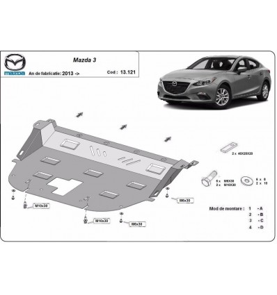 Cubre carter metalico Mazda 3 (Desde 2013 hasta 2022)