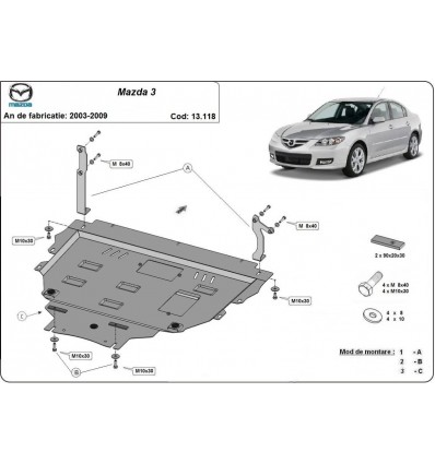 Cubre carter metalico Mazda 3 (Desde 2003 hasta 2009)