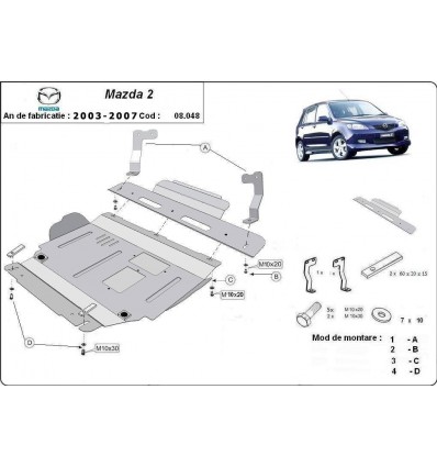 Cubre carter metalico Mazda 2 (Desde 2003 hasta 2007)