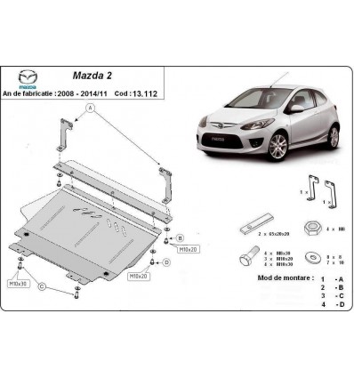 Cubre carter metalico Mazda 2 (Desde 2008 hasta 2014)