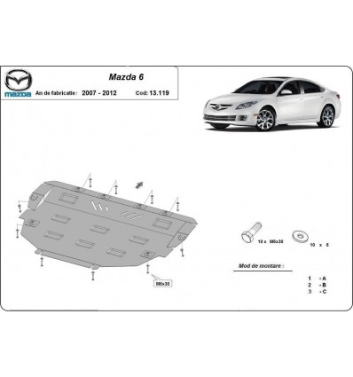 Cubre carter metalico Mazda 6 (Desde 2007 hasta 2012)