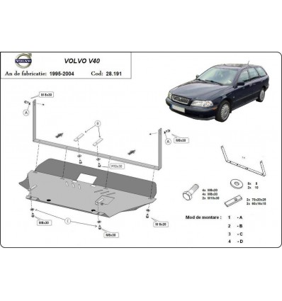 Cubre carter metalico Volvo V40 (Desde 1995 hasta 2004)