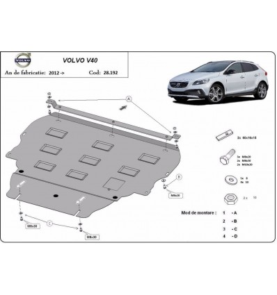 Cubre carter metalico Volvo V40 (Desde 2012 hasta 2019)