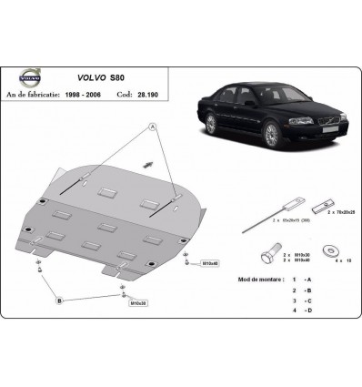 Cubre carter metalico Volvo S80 (Desde 1998 hasta 2006)