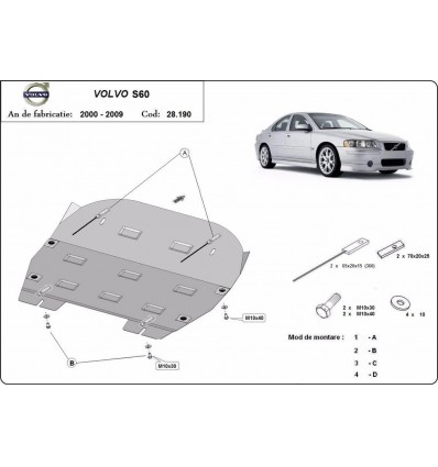 Cubre carter metalico Volvo S60 (Desde 2000 hasta 2009)