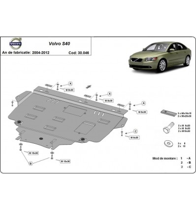 Cubre carter metalico Volvo S40 (Desde 2004 hasta 2012)