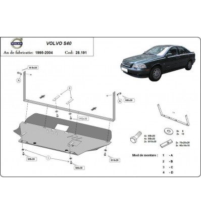 Cubre carter metalico Volvo S40 (Desde 1995 hasta 2004)