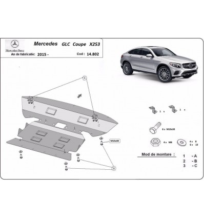 Cubre carter metalico Mercedes GLC Coupe X253 (Desde 2015 hasta 2022)