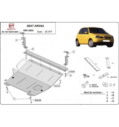 Cubre carter metalico Seat Arosa (Desde 1997 hasta 2004)