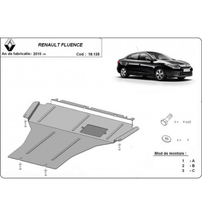 Cubre carter metalico Renault Fluence (Desde 2010 hasta 2015)