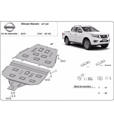 Protección del caja de cambios Nissan Navara NP300 (Desde 2015 hasta 2022)