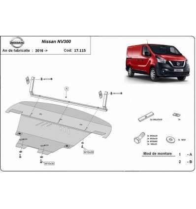 Cubre carter metalico Nissan NV300 (Desde 2016 hasta 2022)