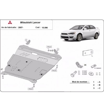 Cubre carter metalico Mitsubishi Lancer (Desde 2007 hasta 2017)