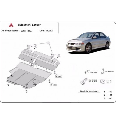 Cubre carter metalico Mitsubishi Lancer (Desde 2002 hasta 2007)