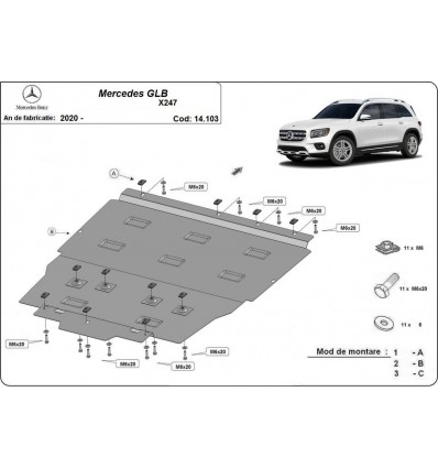 Cubre carter metalico Mercedes GLB X247 (Desde 2018 hasta 2022)