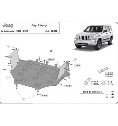 Cubre carter metalico Jeep Liberty (Desde 2007 hasta 2017)