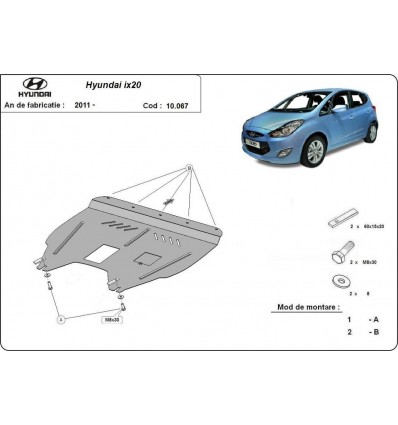 Cubre carter metalico Hyundai ix20 (Desde 2011 hasta 2019)