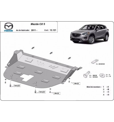 Cubre carter metalico Mazda CX5 (Desde 2011 hasta 2022)