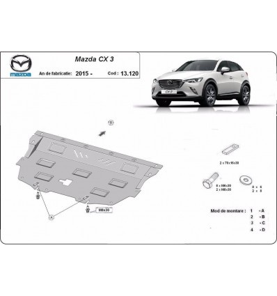 Cubre carter metalico Mazda CX3 (Desde 2015 hasta 2022)