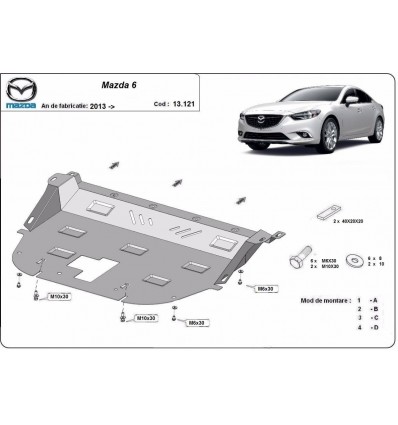 Cubre carter metalico Mazda 6 (Desde 2013 hasta 2022)