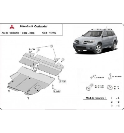 Cubre carter metalico Mitsubishi Outlander (Desde 2002 hasta 2006)