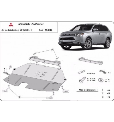 Cubre carter metalico Mitsubishi Outlander (Desde 2012 hasta 2022)