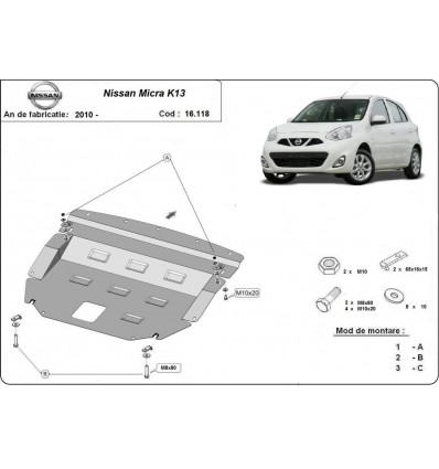 Cubre carter metalico Nissan Micra (Desde 2010 hasta 2022)