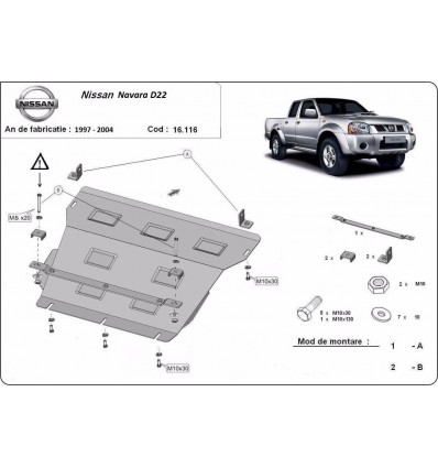 Cubre carter metalico Nissan Navara D22 (Desde 1997 hasta 2014)