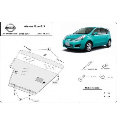 Cubre carter metalico Nissan Note (Desde 2007 hasta 2013)