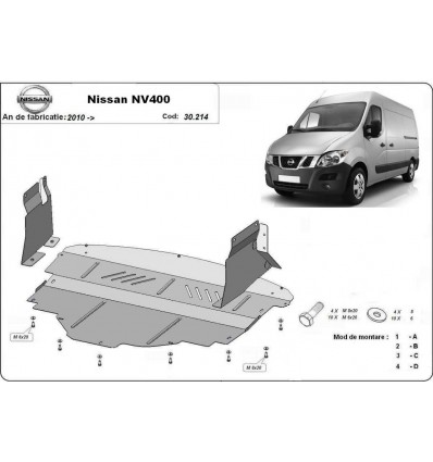 Cubre carter metalico Nissan NV400 (Desde 2010 hasta 2022)