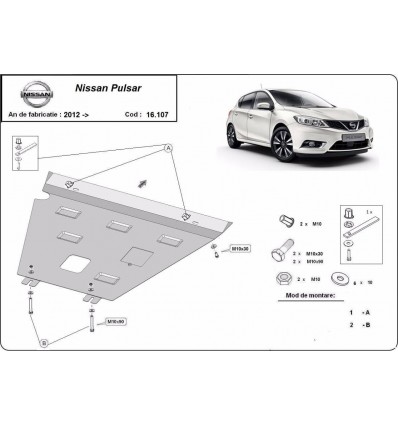 Cubre carter metalico Nissan Pulsar (Desde 2012 hasta 2022)