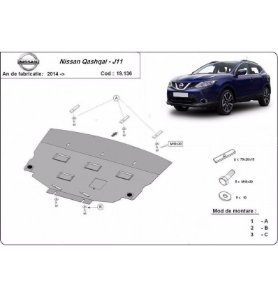 Cubre carter metalico Nissan Qashqai J11 (Desde 2014 hasta 2022)