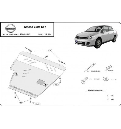 Cubre carter metalico Nissan Tiida (Desde 2007 hasta 2011)