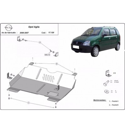 Cubre carter metalico Opel Agila (H00) (Desde 2000 hasta 2007)