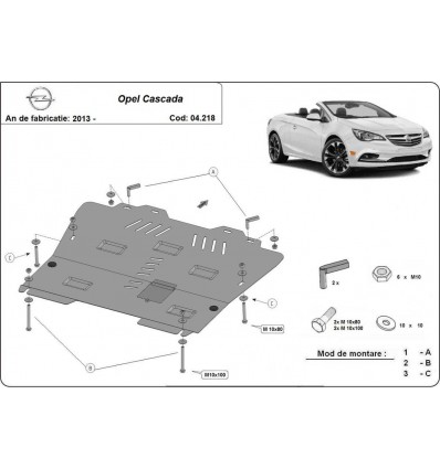 Cubre carter metalico Opel Cascada (Desde 2013 hasta 2022)