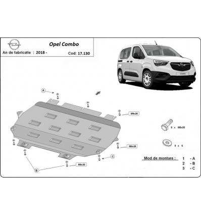 Cubre carter metalico Opel Combo (Desde 2018 hasta 2022)