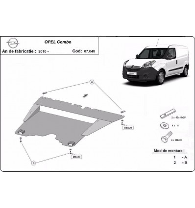 Cubre carter metalico Opel Combo (Desde 2010 hasta 2017)