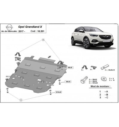 Cubre carter metalico Opel Grandland X (Desde 2017 hasta 2022)