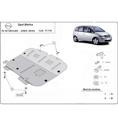 Cubre carter metalico Opel Meriva (Desde 2003 hasta 2010)